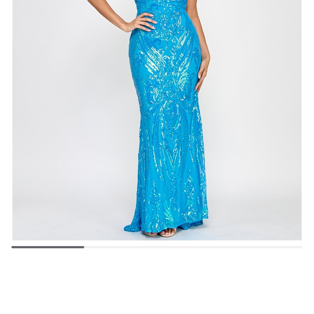 B Darlin Vibrant Blue Sequin Prom Dress